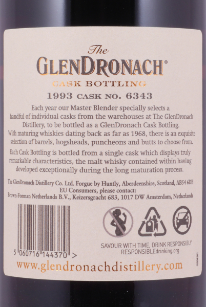 Glendronach 1993 29 Years Pedro Ximenez Sherry Butt No. 6343 Highland Single Malt Scotch Whisky 54,3%