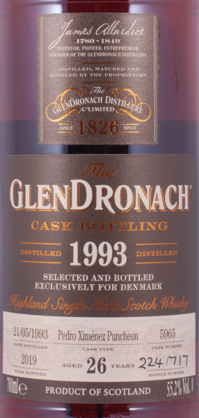 Glendronach 1993 26 Years Pedro Ximenez Sherry Puncheon No. 5965 Highland Single Malt Scotch Whisky 55,2%