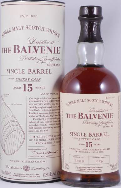 Balvenie 2000 15 Years Single Barrel European Oak Sherry Cask No. 17909 Highland Single Malt Scotch Whisky 47,8%
