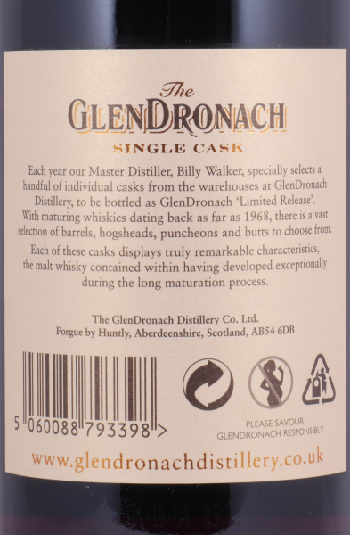 Glendronach 1978 32 Years Oloroso Sherry Puncheon No. 1067 Highland Single Malt Scotch Whisky 53,3%