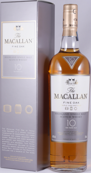 Macallan 10 Years Fine Oak Triple Cask Matured Bourbon und Sherry Oak Casks Highland Single Malt Scotch Whisky 40,0%