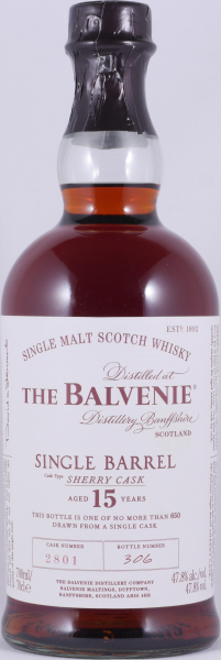 Balvenie 1999 15 Years Single Barrel European Oak Sherry Cask No. 2801 Highland Single Malt Scotch Whisky 47,8%