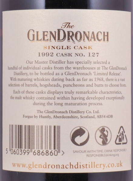 Glendronach 1992 25 Years Sherry Butt No. 127 Highland Single Malt Scotch Whisky 50,9%