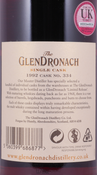Glendronach 1992 25 Years Sherry Butt No. 334 Highland Single Malt Scotch Whisky 58,5%