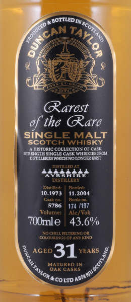 Ayrshire/Ladyburn 1973 31 Years Oak Cask No. 5786 Duncan Taylor Rarest of the Rare Lowland Single Malt Scotch Whisky 43,6%