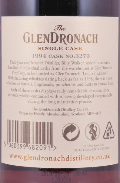 Glendronach 1994 20 Years Pedro Ximenez Sherry Puncheon No. 3273 Highland Single Malt Scotch Whisky 53,3%