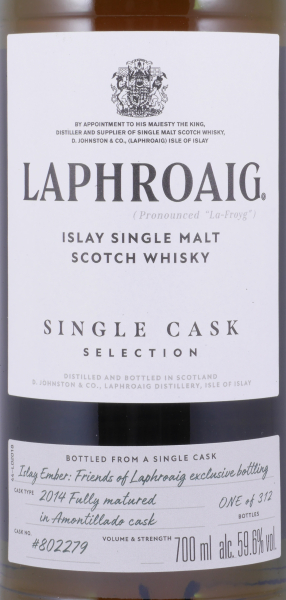 Laphroaig 2014 10 Years Amontillado Sherry Cask No. 802279 Islay Single Malt Scotch Whisky 59.6%