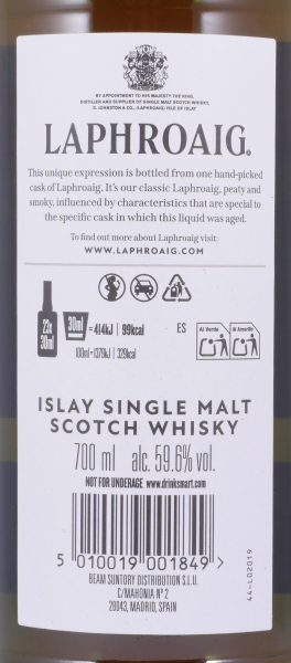 Laphroaig 2014 10 Years Amontillado Sherry Cask No. 802279 Islay Single Malt Scotch Whisky 59.6%