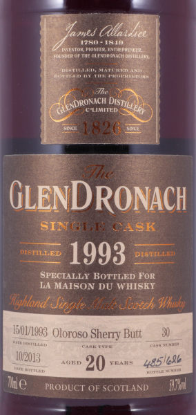 Glendronach 1993 20 Years Oloroso Sherry Butt No. 30 Highland Single Malt Scotch Whisky 59,7%