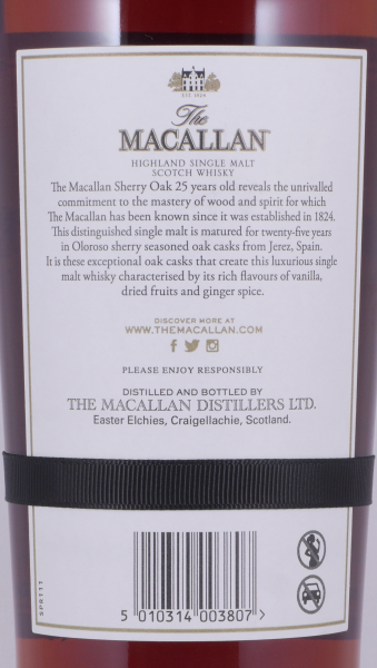 Macallan 25 Years Sherry Oak Annual 2022 Release Highland Single Malt Scotch Whisky 43.0%
