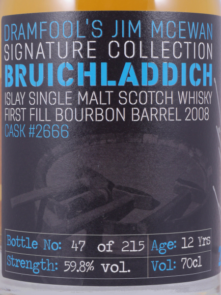 Bruichladdich 2008 12 Years 1st Fill Bourbon Barrel No. 2666 Islay Single Malt Scotch Whisky 59.8%
