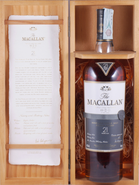 Macallan 21 Years Fine Oak Triple Cask Matured Bourbon und Sherry Oak Casks Highland Single Malt Scotch Whisky 43,0%