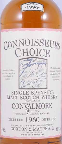 Convalmore 1960 36 Years-old Gordon und MacPhail Connoisseurs Choice Gold Screw Cap Speyside Single Malt Scotch Whisky 40,0%