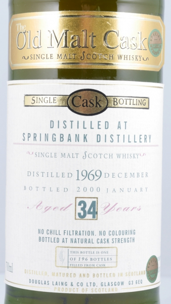 Springbank 1969 34 Years Oak Cask Douglas Laing Old Malt Cask Campbeltown Single Malt Scotch Whisky Cask Strength 40.9%