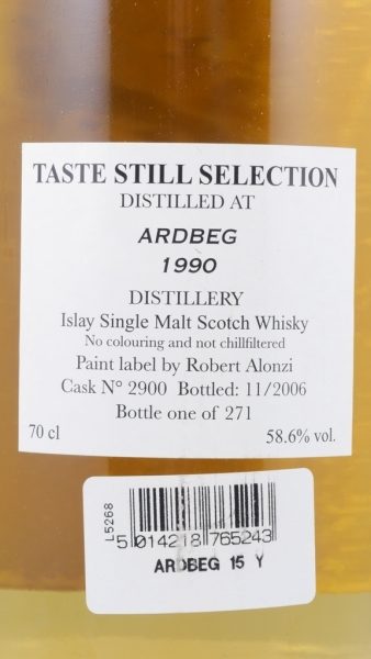 Ardbeg 1990 16 Years Cask 2900 Islay Single Malt Scotch Whisky Taste Still Selection Label by Robert Alonzi 58.6%