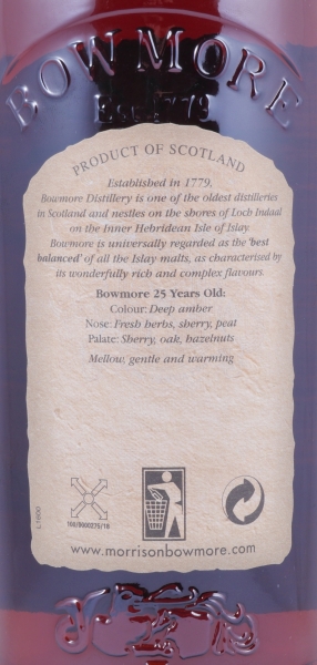 Bowmore 25 Years Sherry Casks Seagull Label Islay Single Malt Scotch Whisky 43.0%