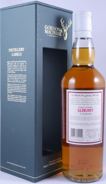 Glenlivet 21 Years J.G. Smiths Label Gordon and MacPhail Speyside Single Malt Scotch Whiskyl 43.0%
