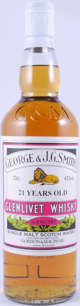 Glenlivet 21 Years J.G. Smiths Label Gordon and MacPhail Speyside Single Malt Scotch Whiskyl 43.0%