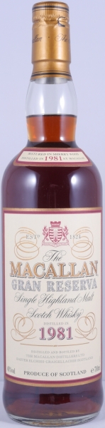 Macallan 1981 Gran Reserva 18 Years Sherry Wood Highland Single Malt Scotch Whisky 40,0%