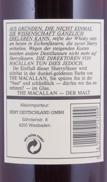 Macallan 12 Years Sherry Wood Highland Single Malt Scotch Whisky 43,0%