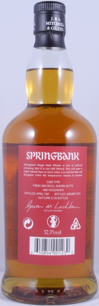 Springbank 1997 17 Years Sherry Wood Limited 2015 Edition Campbeltown Single Malt Scotch Whisky Cask Strength 52.3%