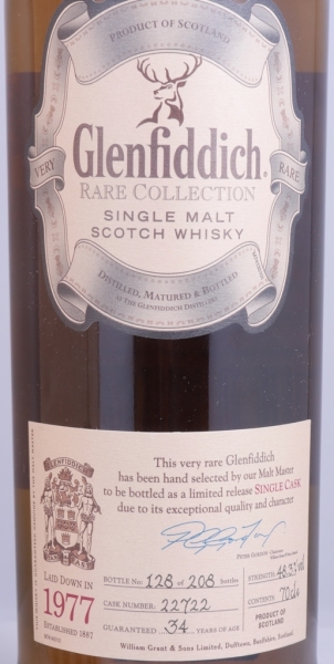 Glenfiddich 1977 34 Years Rare Collection Cask No. 22722 Speyside Single Malt Scotch Whisky Cask Strength 48,3%