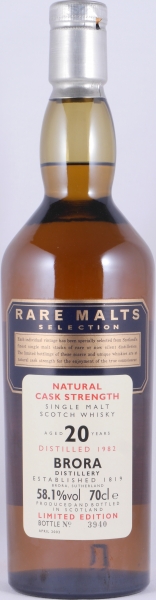 Brora 1982 20 Years Diageo Rare Malts Selection Limited Edition Highland Single Malt Scotch Whisky Cask Strength 58,1%