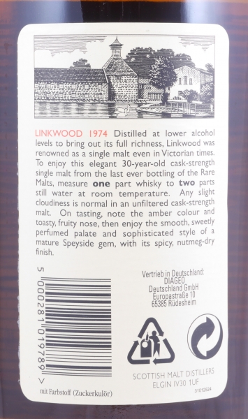 Linkwood 1974 30 Years Diageo Rare Malts Selection Limited Edition Speyside Single Malt Scotch Whisky Cask Strength 54.9%