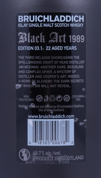 Bruichladdich Black Art 03.1 1989 22 Years Limited Edition Islay Single Malt Scotch Whisky Cask Strength 48,7%