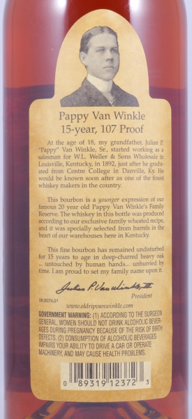 Pappy Van Winkles 15 Years Family Reserve Kentucky Straight Bourbon Whiskey 53,5%
