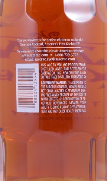 Sazerac 6 Years Kentucky Straight Rye Whiskey from Buffalo Trace 45.0%
