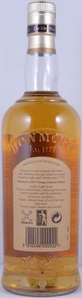 Bowmore 1989 16 Years Bourbon Cask Limited Edition Bottling Islay Single Malt Scotch Whisky 51.8%