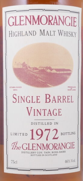 Glenmorangie 1972 22 Years Rare Single Barrel Vintage Cask No. 1831 Highland Single Malt Scotch Whisky 46.0%