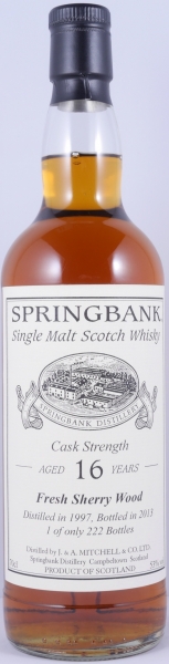 Springbank 1997 16 Years Fresh Sherry Wood Private Bottling Single Malt Scotch Whisky Cask Strength 53,0%