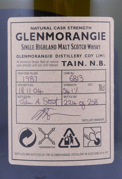 Glenmorangie 1987 17 Years Rare Cask 6813 Single Highland Malt Scotch Whisky Cask Strength 54,1%