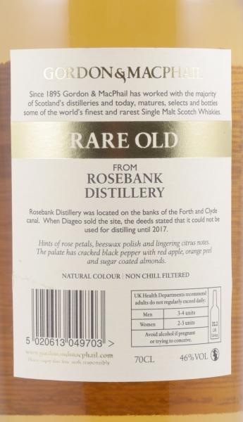 Rosebank 1990 25 Years Cask No. R0/15/11 Gordon and MacPahail Rare Old Lowland Single Malt Scotch Whisky 46.0%