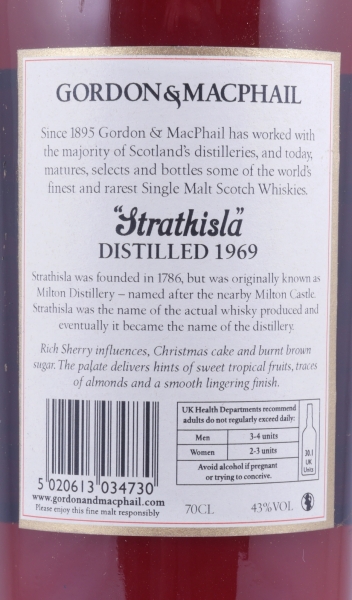 Strathisla 1969 45 Years Refill Sherry Butt und Bourbon Casks Gordon und MacPhail Speyside Single Malt Scotch Whisky 43,0%