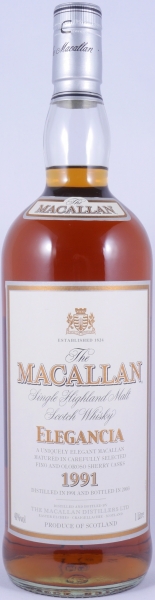 Macallan 1991 12 Years Elegancia Sherry Casks Highland Single Malt Scotch Whisky 40.0% 1.0L