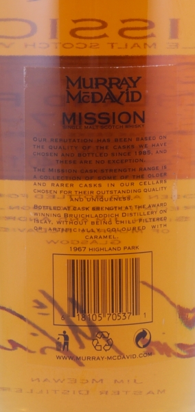 Highland Park 1967 35 Years Bourbon Cask Murray McDavid Mission Cask Strength Orkney Islands Single Malt Scotch Whisky 40.1%