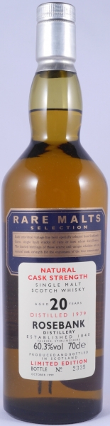 Rosebank 1979 20 Years Diageo Rare Malts Selection Limited Edition Lowland Single Malt Scotch Whisky Cask Strength 60.3%