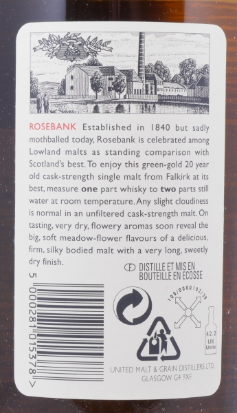 Rosebank 1979 20 Years Diageo Rare Malts Selection Limited Edition Lowland Single Malt Scotch Whisky Cask Strength 60.3%