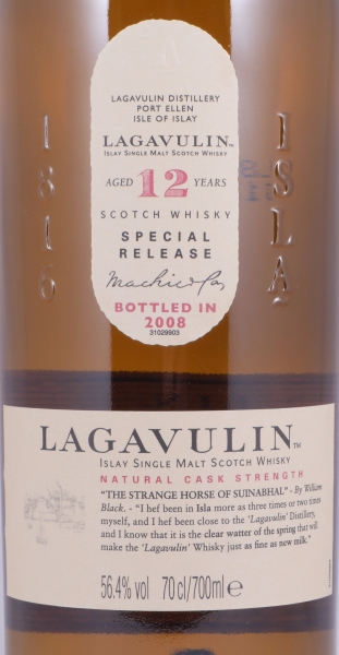 Lagavulin 12 Years 8th Special Release 2008 Limited Edition Islay Single Malt Scotch Whisky Cask Strength 56,4%