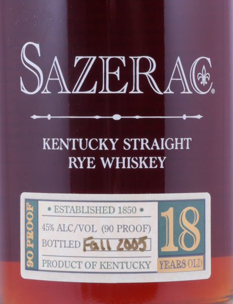 Sazerac 1985 18 Years Buffalo Trace Antique Collection 2005 Kentucky Straight Rye Whiskey 45.0%