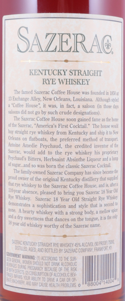Sazerac 1985 18 Years Buffalo Trace Antique Collection 2005 Kentucky Straight Rye Whiskey 45.0%