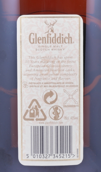 Glenfiddich 30 Years Cask Selection No. 00030 Release 2010 Speyside Single Malt Scotch Whisky Wooden Box 43.0%