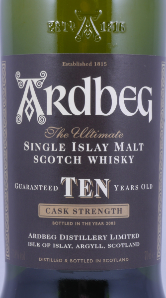 Ardbeg Ten 10 Years Special Japan Release 2003 Cask Strength Limited Edition Islay Single Malt Scotch Whisky 57.8%