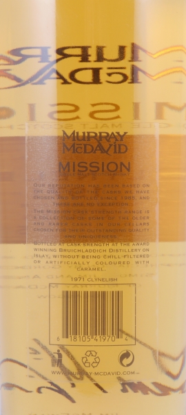Clynelish 1971 36 Years Bourbon Cask Murray McDavid Mission Cask Strength Limited Edition Highland Single Malt Scotch Whisky 51.5%