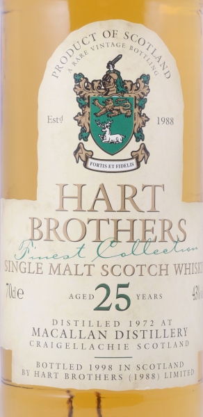 Macallan 1972 25 Years Sherry Wood Hart Brothers Finest Collection Special Reserve Highland Single Malt Scotch Whisky 43,0%