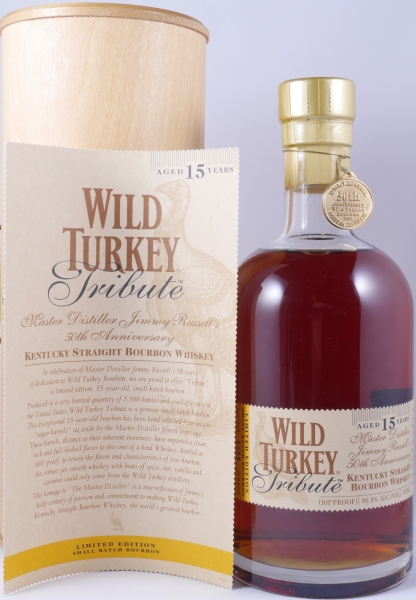 Wild Turkey Tribute 15 Years Jimmy Russells 50th Anniversary Limited Edition Kentucky Straight Bourbon Whiskey 50,5%