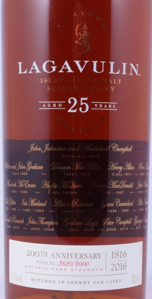 Lagavulin 1991 25 Years Special Release 2016 200 Years of Lagavulin Distillery Managers Islay Single Malt Whisky Cask Strength 51,7%